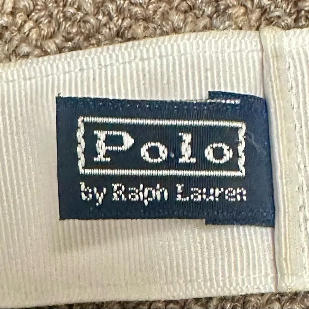 Ralph Lauren White Vintage Ribbon Belt with navy blue Polo Horse Logo